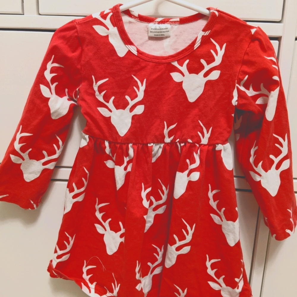 Cute Red Deer Dress 2T